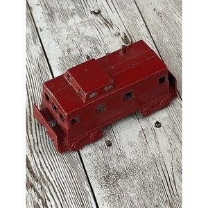 Vintage Midgetoy Rockford Ill Metal Red Caboose Train Car 3" Made in USA